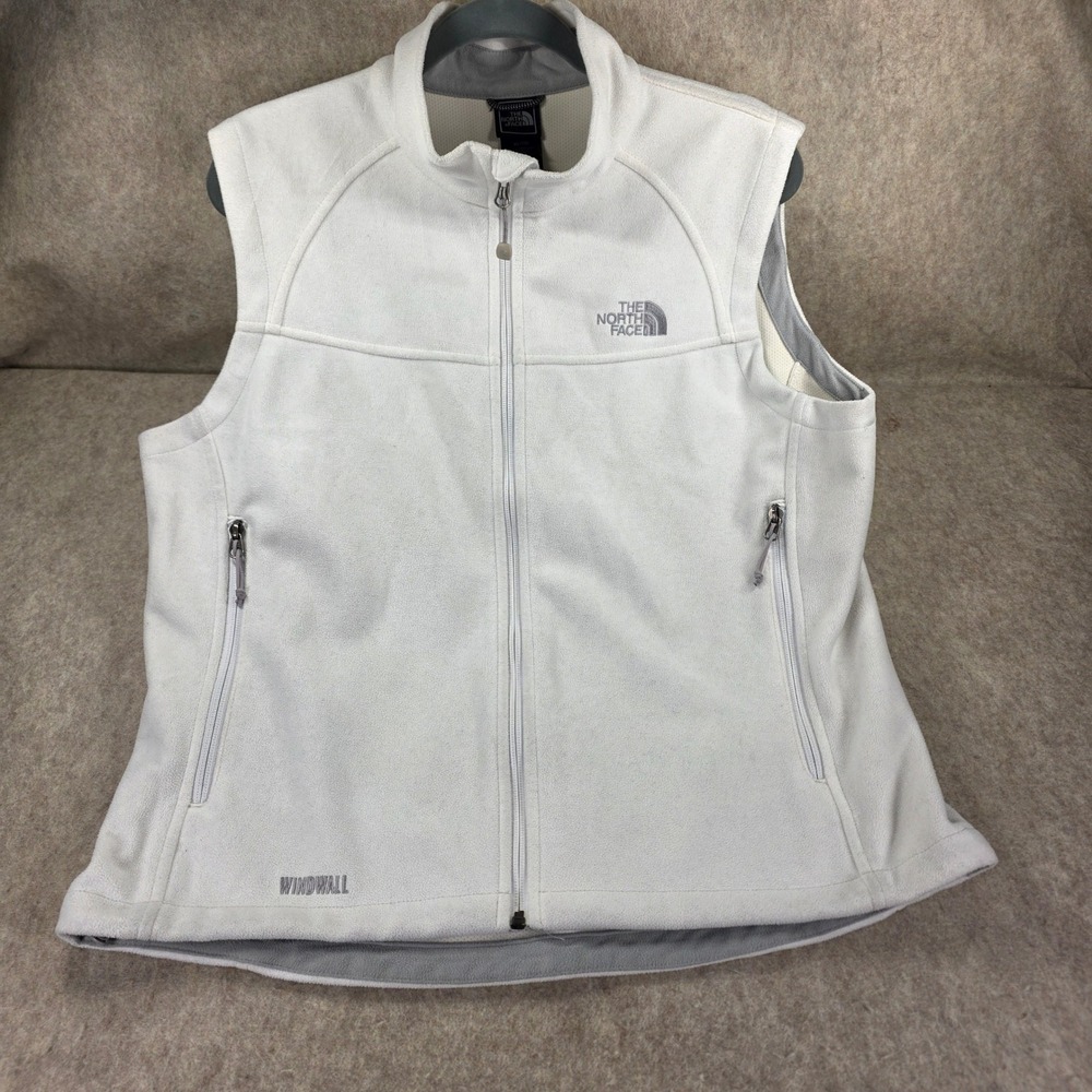 The North Face WindWall Fleece Vest Womens XL White Full Zip Sleeveless Jacket